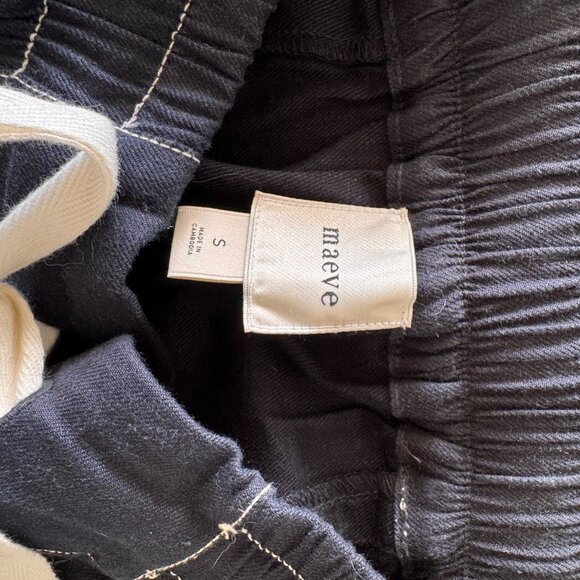 Maeve Black Wide Leg Pants with White Stitching - Picture 3 of 6